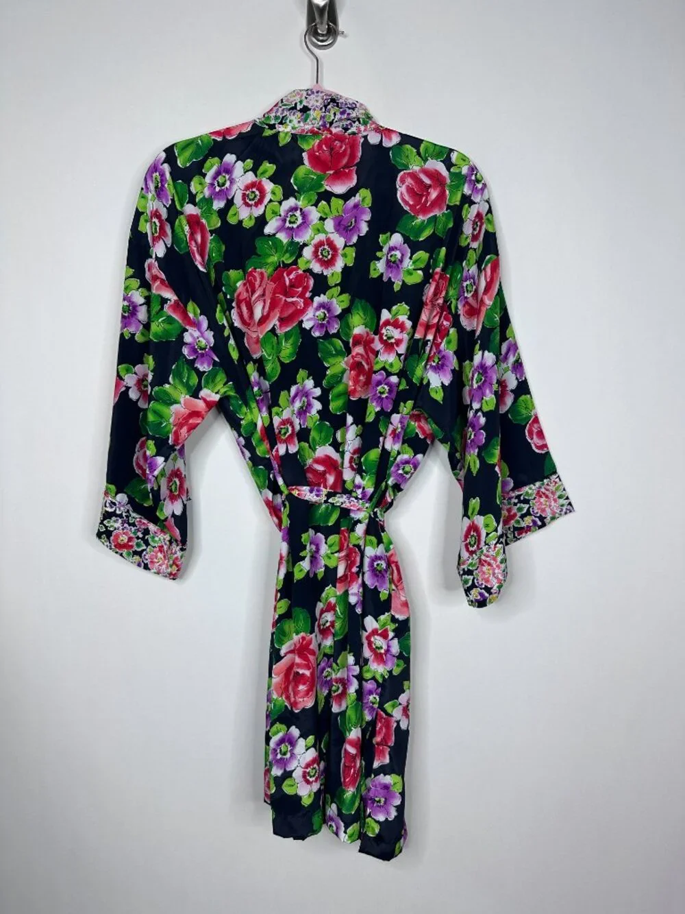 VTG Victoria's Secret Gold Label Floral Print Kimono Robe Belt One Size #A2634